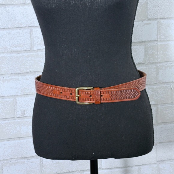 Vintage El Campero Womens Leather Basketweave Belt M Italy Tooled Western Rustic main image 7
